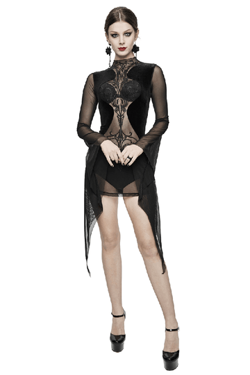 Gothic Black Tight Dress / Sheer Mini Dresses